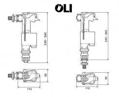 MEDIDAS ALIMENTACION UNIVERSAL CISTERNA INODORO IVC 100 PLUS OLI